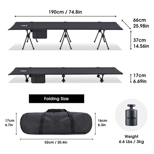 Ultralight Camping Cot with Leg Extenders
