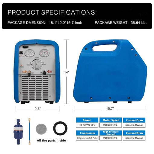 Single Cylinder Portable Refrigerant Recovery Machine