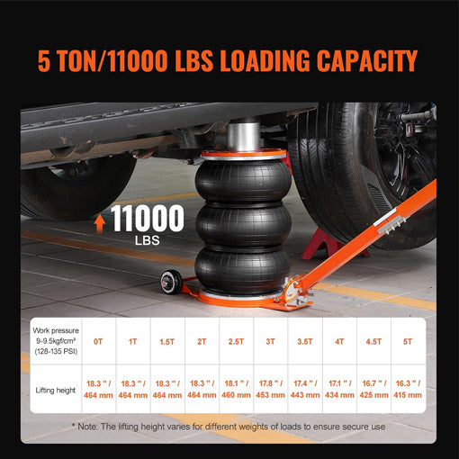 5-Ton Triple Bag Air Jack with Adjustable Long Handle