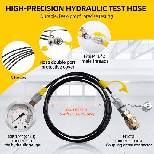 Hydraulic Pressure Test Kit with 5 Gauges