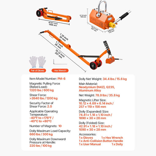 Magnetic Manhole Lid Lifter Dolly