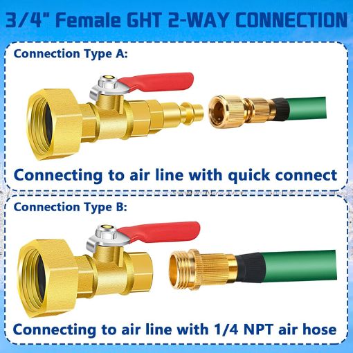 RV Winterize Blowout Adapter with Shut-off Valve Kit