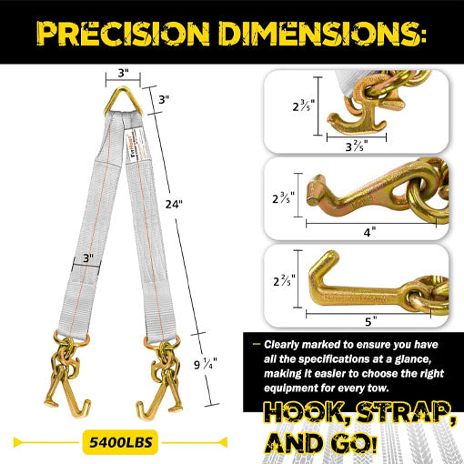 Tow Straps V Bridle with RTJ Cluster Hooks