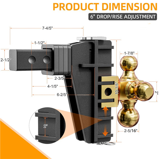 Adjustable Tri-Ball Trailer Hitch
