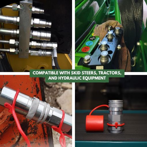 1/2" NPT Flat Face Hydraulic Quick Connect Couplers with Dust Caps