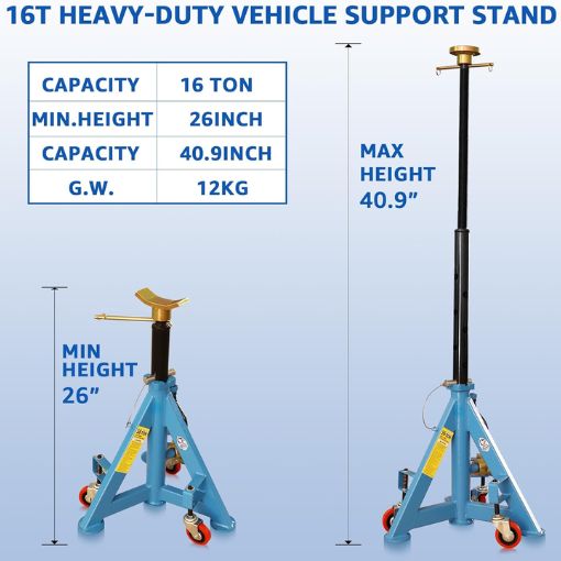 16-Ton Heavy-duty Truck Support Stand with Wheels