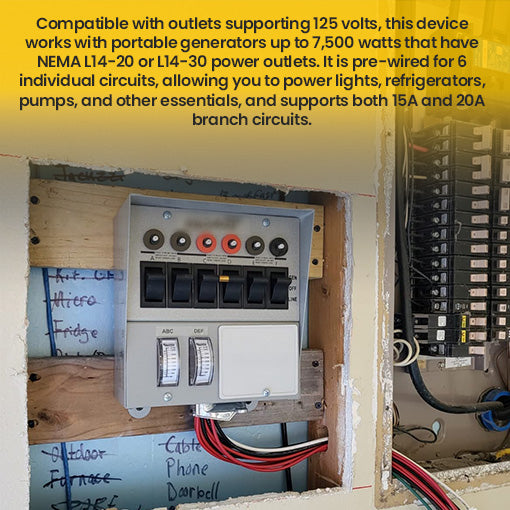 30 Amp 6-circuit Pro/Tran Transfer Switch Kit for Generators