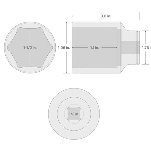 1/2-Inch Drive x 1-1/2-Inch Deep 6-Point Electric Water Heater Socket