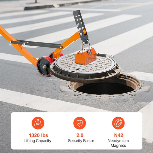 Magnetic Manhole Lid Lifter Dolly