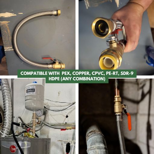 Push-To-Connect Ball Valve Water Heater Connector