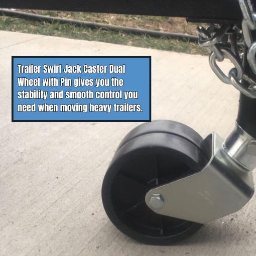 Trailer Swirl Jack Caster Dual Wheel with Pin