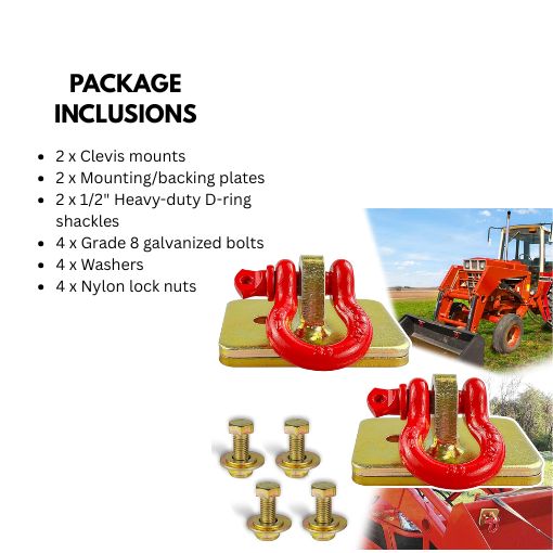 2-Pack Bolt-on Tractor Bucket Grab Clevis Mount Hooks