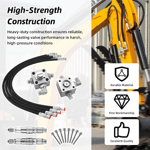3-Way Hydraulic Diverter Valve Kit (for 1-2 Ton Mini Excavator Attachments)