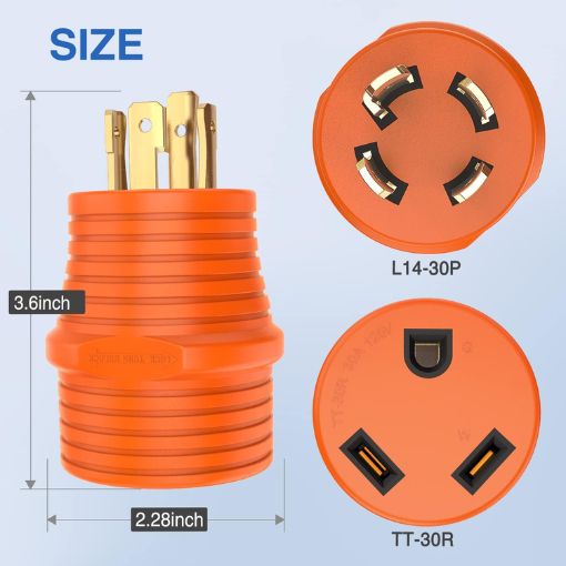 30A Heavy-Duty RV Power Adapter (Locking to Standard Plug)