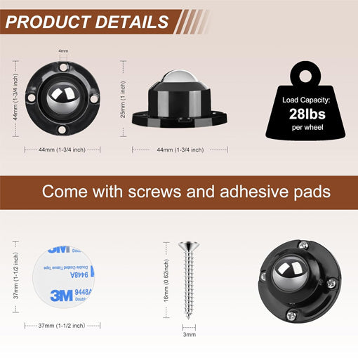 Self Adhesive Mini Caster Wheels