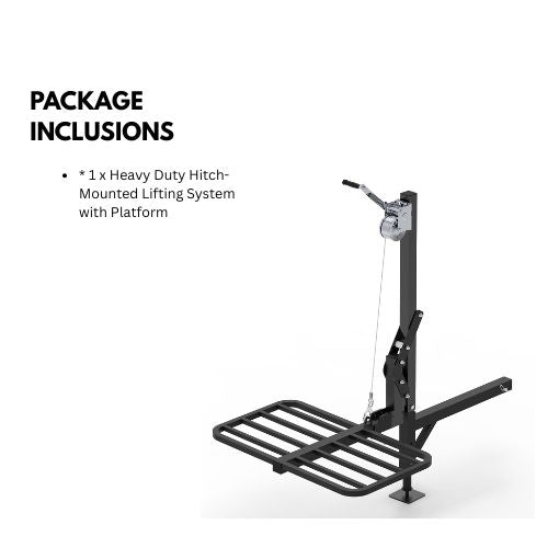 Heavy Duty Hitch-Mounted Lifting System with Platform
