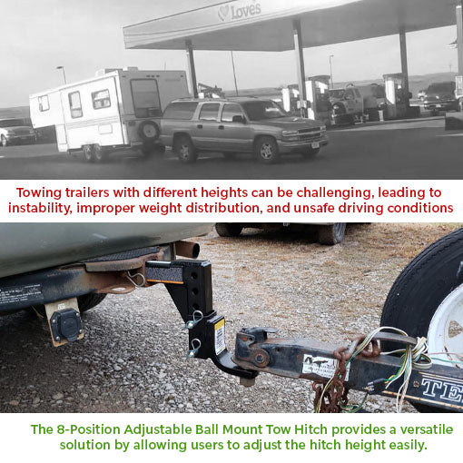 8-Position Adjustable Ball Mount Tow Hitch