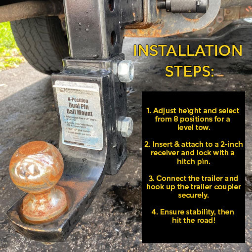 8-Position Adjustable Ball Mount Tow Hitch