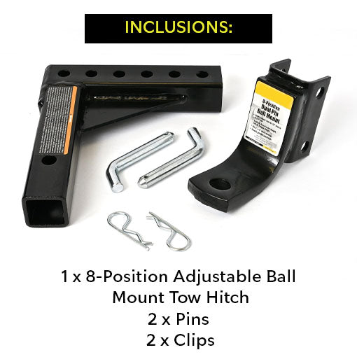 8-Position Adjustable Ball Mount Tow Hitch