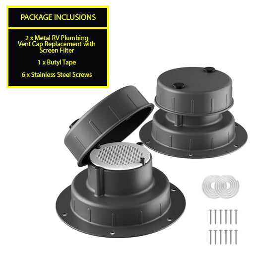 2-Pack Metal RV Plumbing Vent Cap Replacement