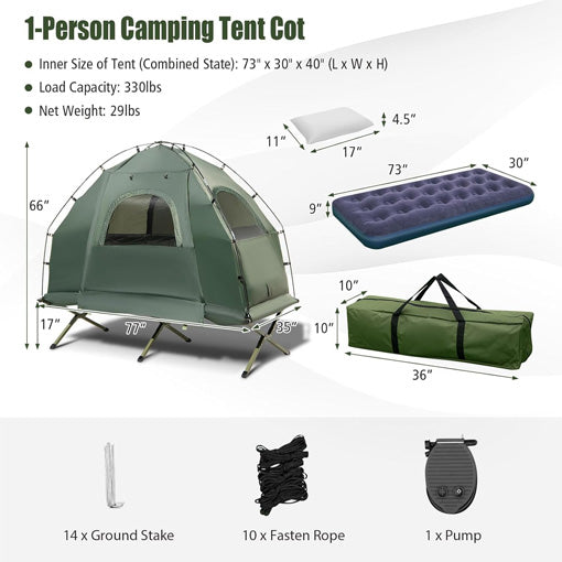 5-in-1 Tent Cot Combo With Awning