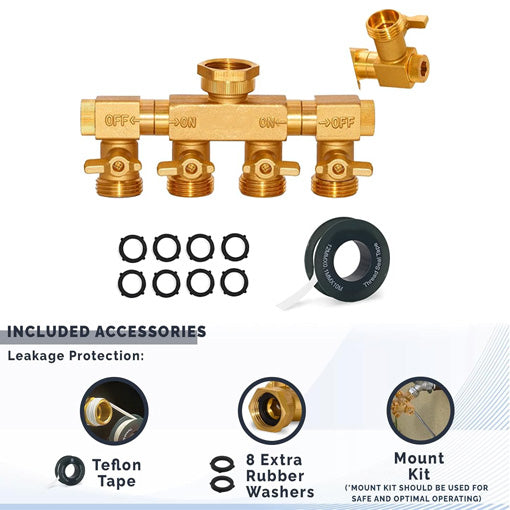 4-Way Hose Splitter with Rotating Arms