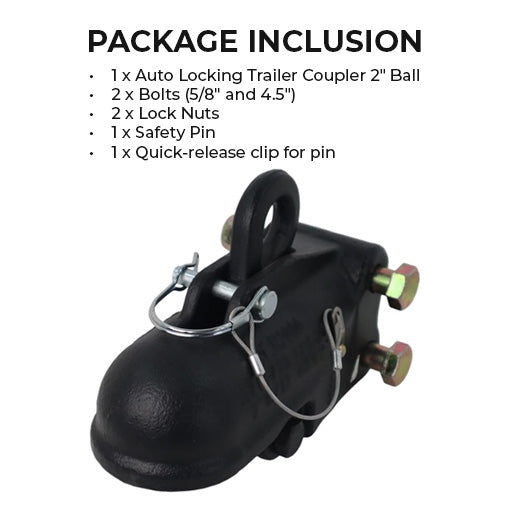 Auto Locking Trailer Coupler 2" Ball