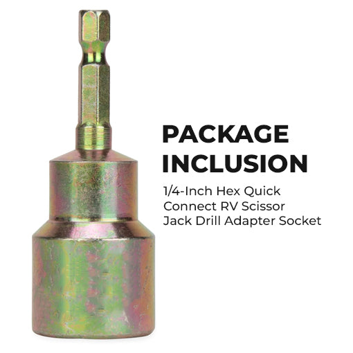 1/4-Inch Hex Quick Connect RV Scissor Jack Drill Adapter Socket