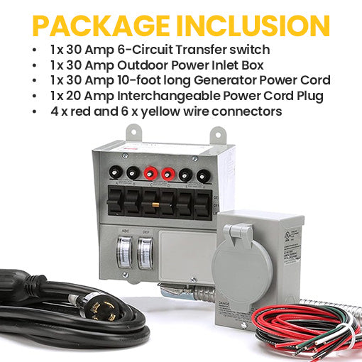 30 Amp 6-circuit Pro/Tran Transfer Switch Kit for Generators