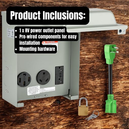 RV Temporary Power Outlet Panel with Breaker