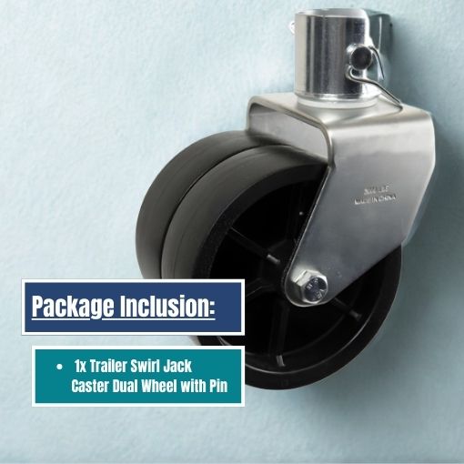Trailer Swirl Jack Caster Dual Wheel with Pin