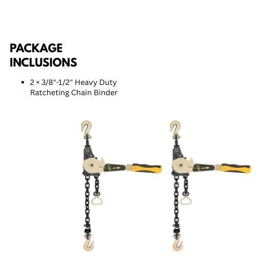2-Pack 3/8"-1/2" Heavy Duty Ratcheting Chain Binder
