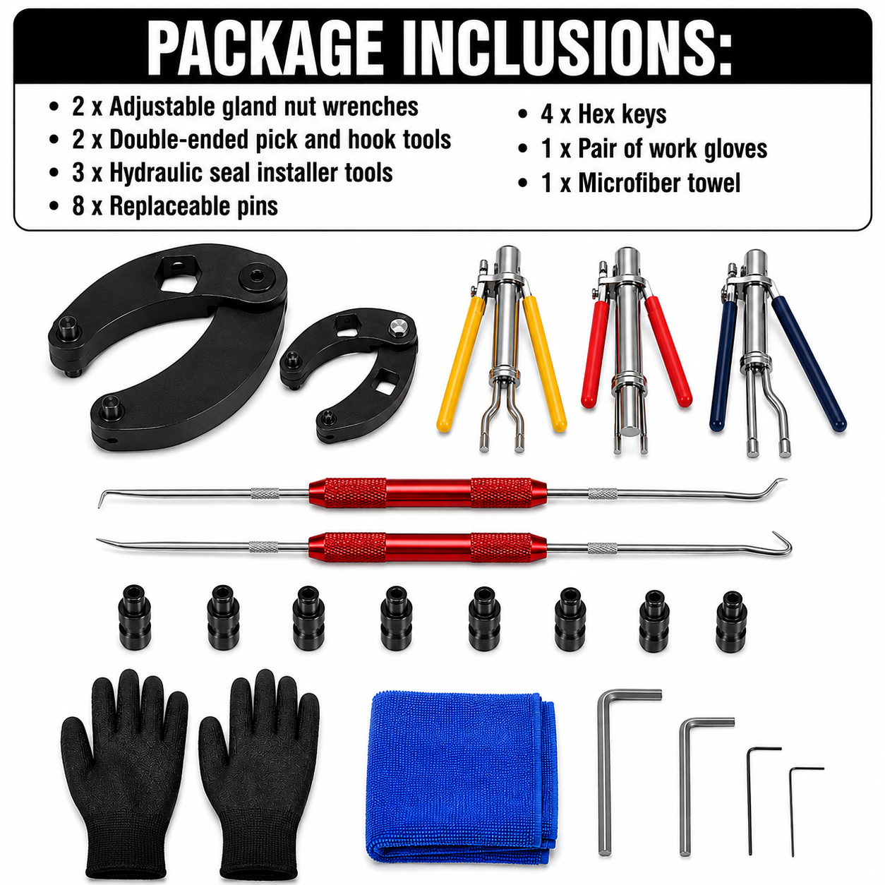 Adjustable Gland Nut Wrench & Hydraulic Seal Installer Kit