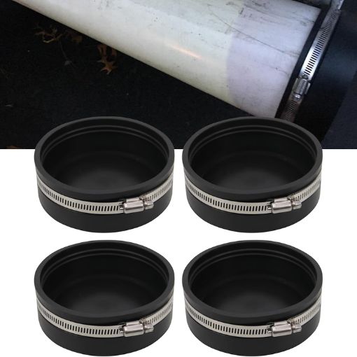 4" RV Sewer PVC Caps with Stainless Steel Clamps