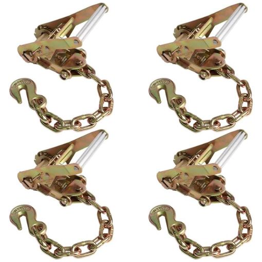 4-Pack Heavy-Duty 5/16 Ratcheting Chain Tensioner with Grab Hooks
