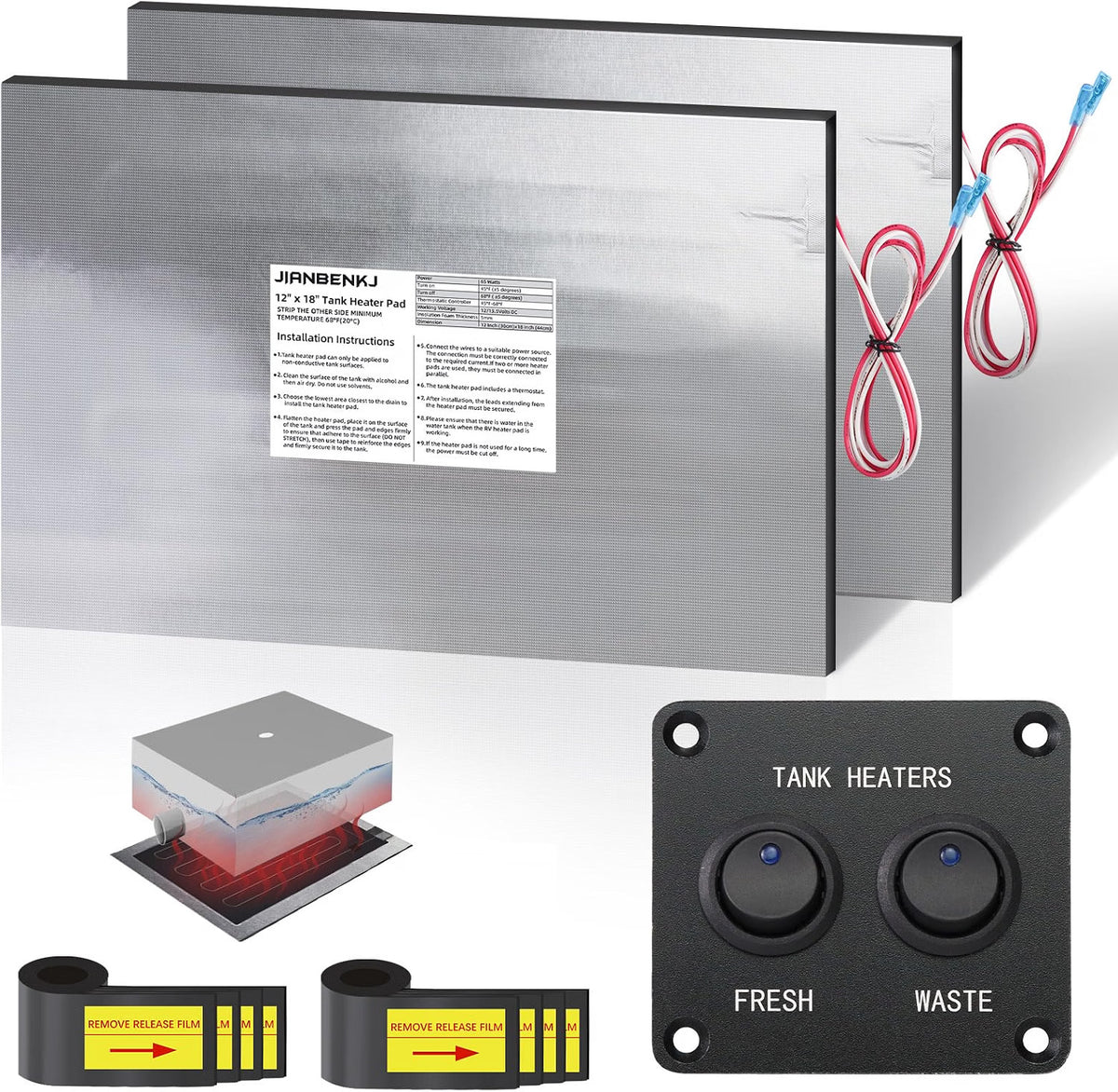 2-Pack RV Tank Heater Pad with Thermostat