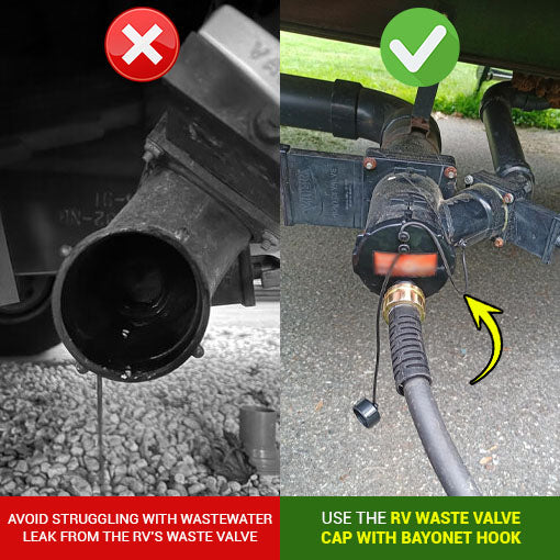 RV Waste Valve Cap with Bayonet Hook