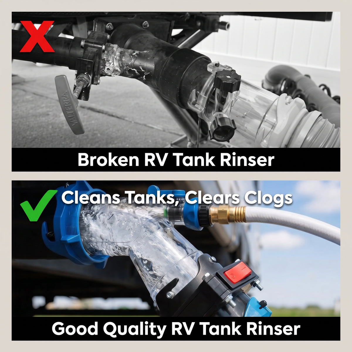 RV Tank Rinser with Gate Valve and Backflow Preventer