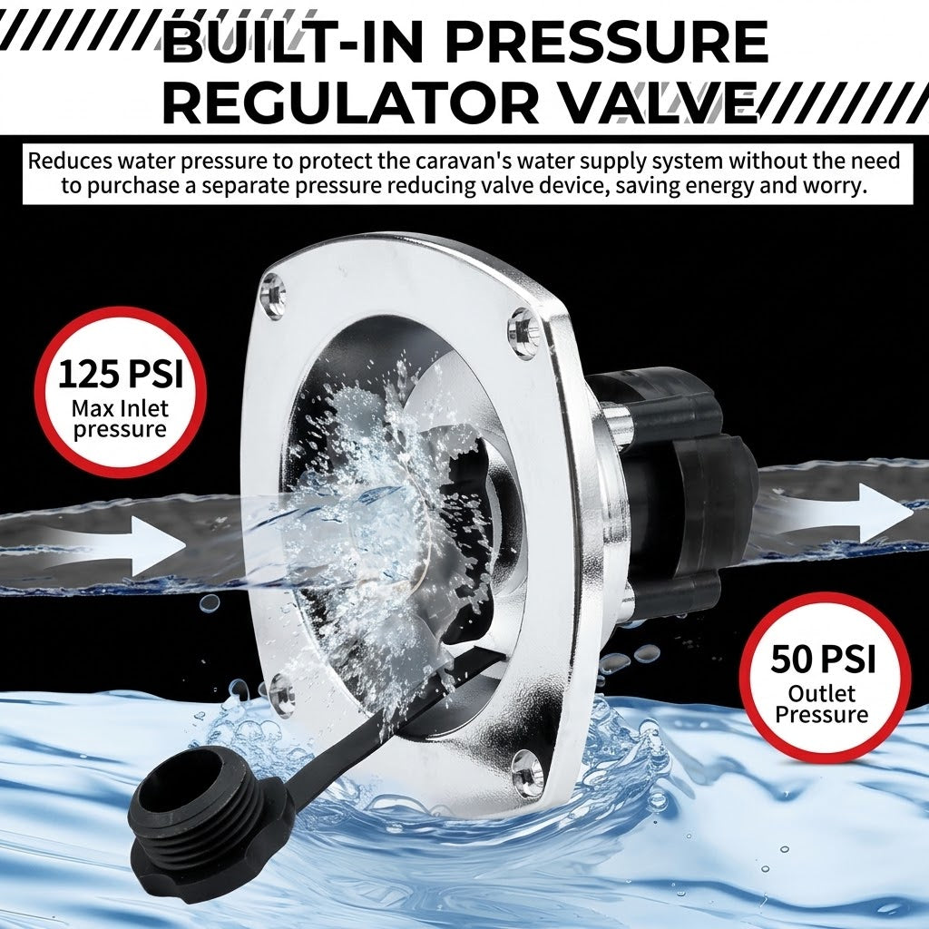 RV City Water Inlet with Built-In Pressure Regulator