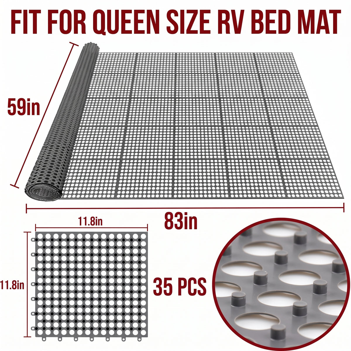 83”x59” RV Boat Camper Ventilated Mattress Underlay Pad