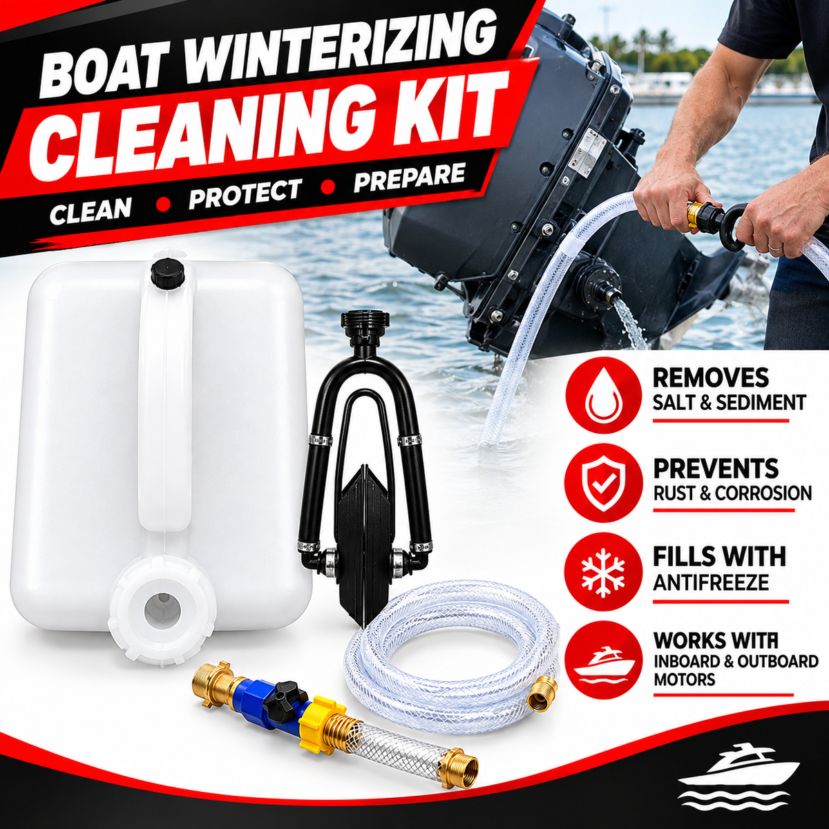 Boat Winterizer Gravity Motor Cleaning Kit