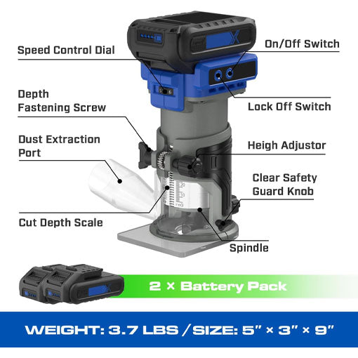 20V Cordless Router Tool
