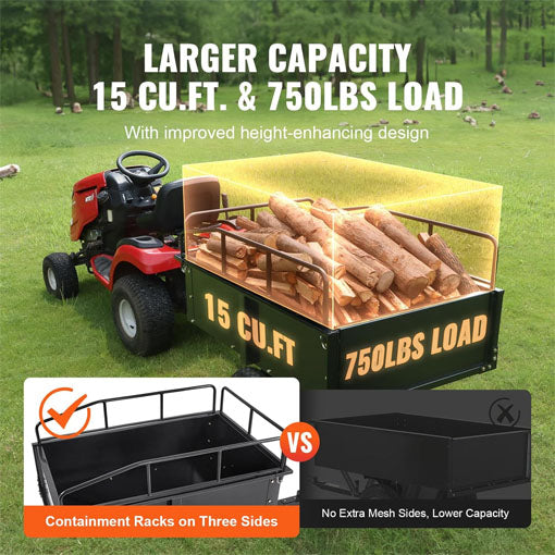 ATV Trailer Heavy Duty Steel Dump Cart