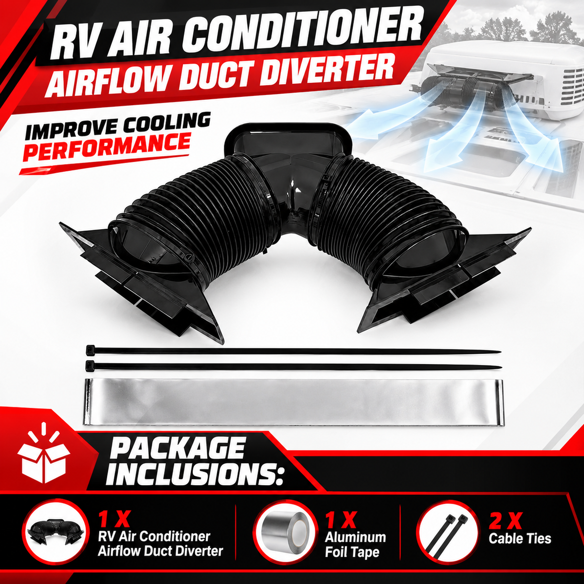 RV Air Conditioner Airflow Duct Diverter