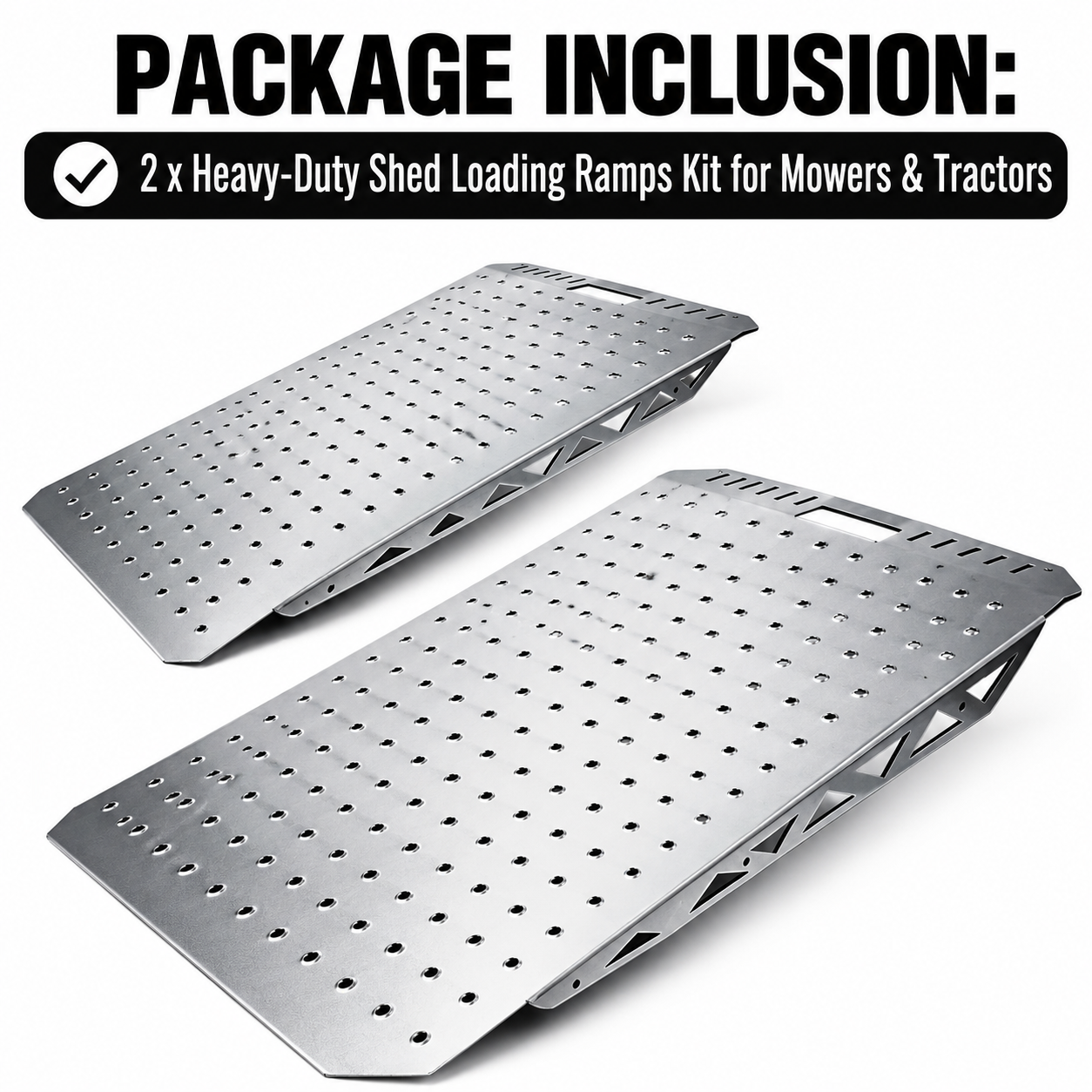 2-Pack Heavy-Duty Shed Loading Ramps Kit for Mowers & Tractors