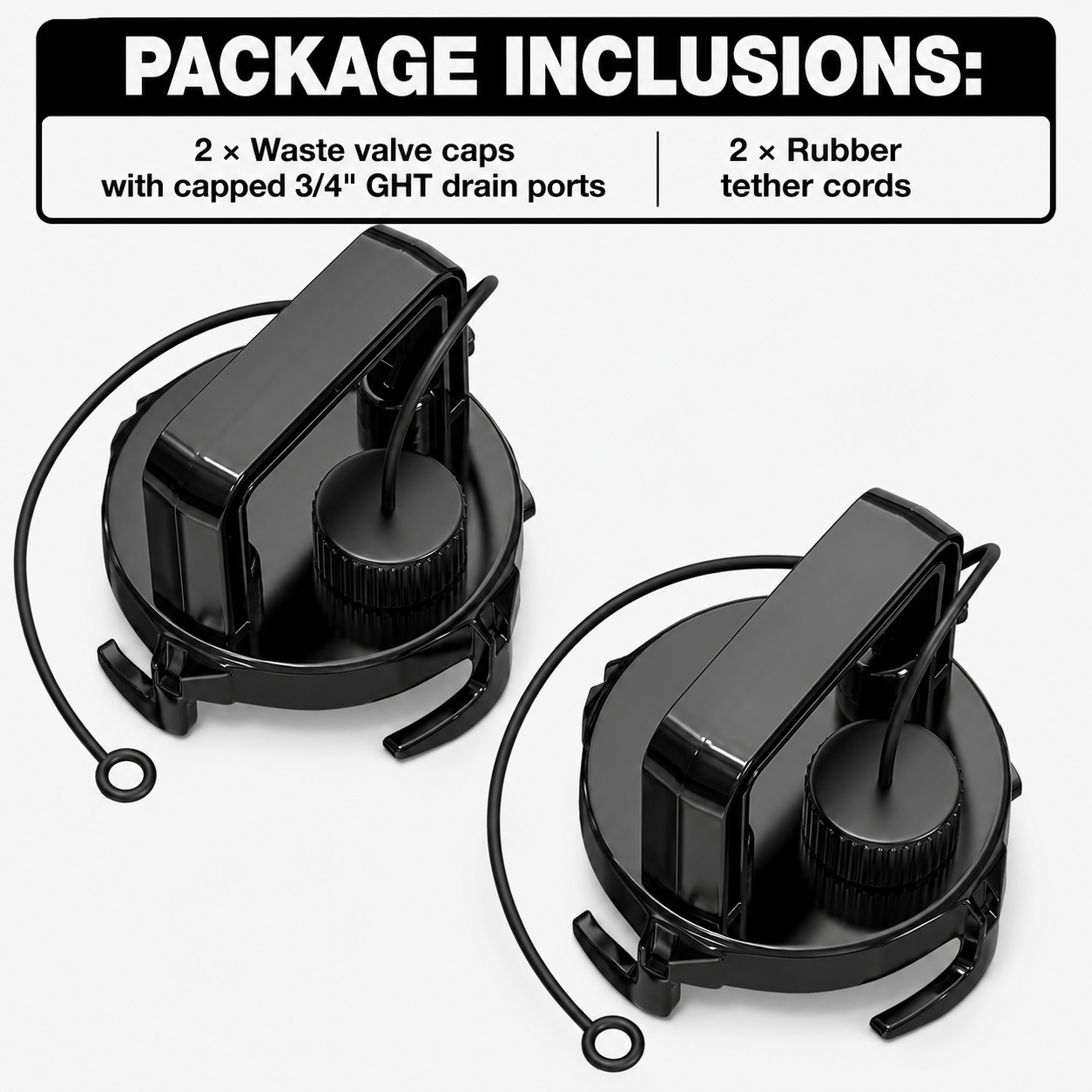 2-Pack RV Waste Valve Cap with Capped 3/4" GHT