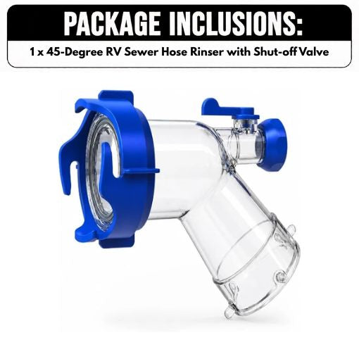 45-Degree RV Sewer Hose Rinser with Shut-off Valve
