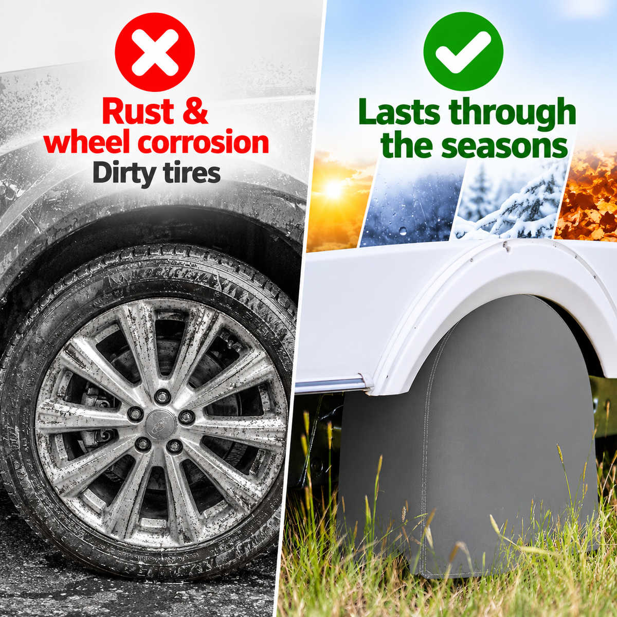 4-Pack RV Weatherproof Wheel and Tire Covers