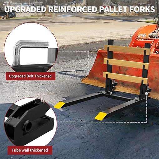 Clamp On Pallet Forks with Adjustable Stabilizer Bar & Anti-roll Bar