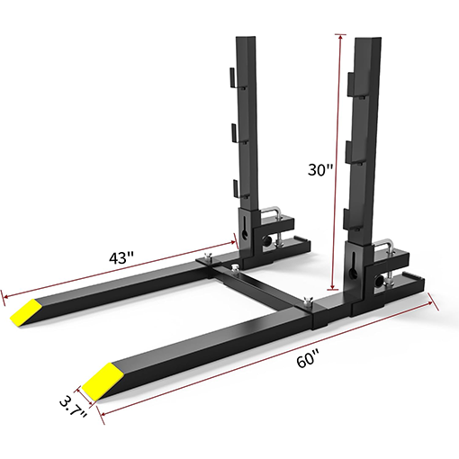 Clamp On Pallet Forks with Adjustable Stabilizer Bar & Anti-roll Bar